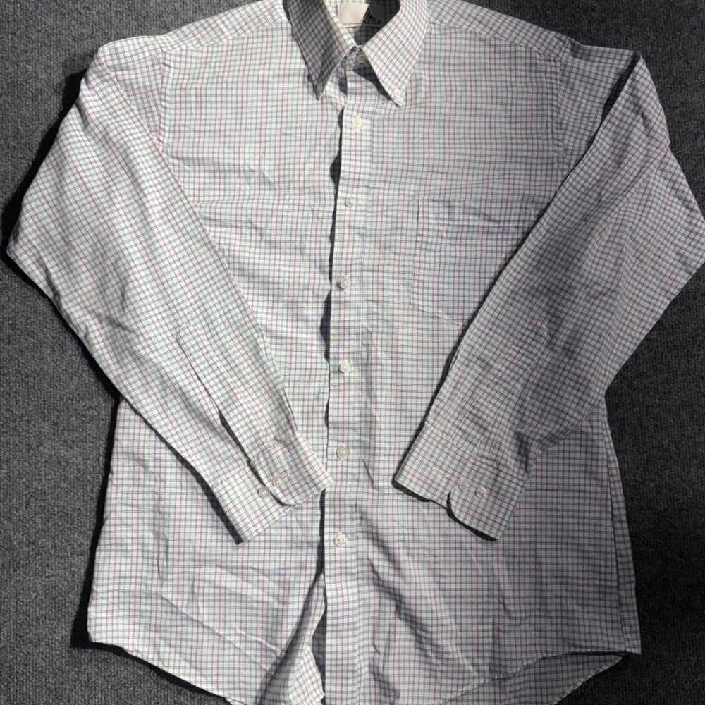 Ketch Vintage Mens Tattersall Check Button Down Shirt Blue Red Green 15.5 32/33